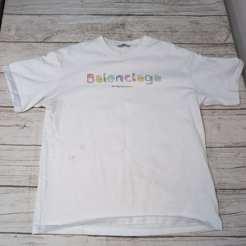 Balenciaga White T Shirt Thick Cotton Size XL Fair Condition